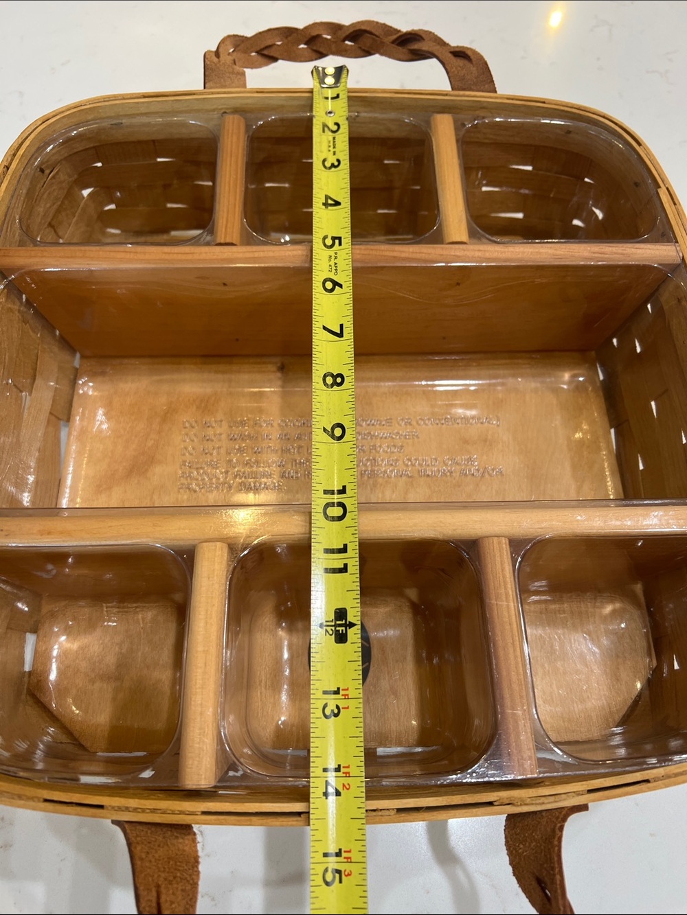 Peterboro Divided Basket Organizer Wood Picnic Caddy Insert USA - Picture 15 of 16